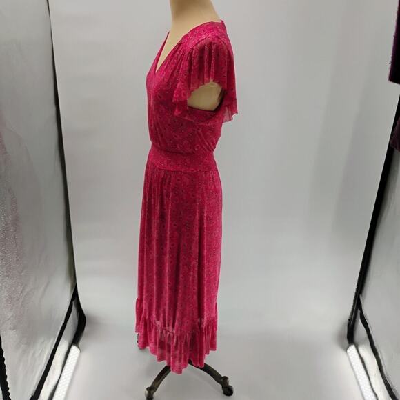 Evereve Women's Elena Short Sleeve Floral V Neck Midi Dress Sz Xs - Picture 5 of 14